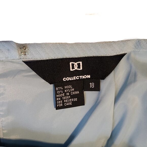 Doncaster NWT $225 Vintage Slate Blue Ruffle Hem Ribbed Pencil Skirt, Size 18 - Picture 6 of 11